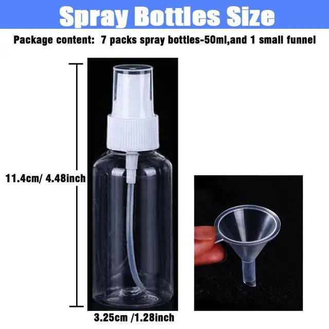 Alt view image 2 of 7 - 7Packs 50ml Spray Bottle,Travel Spray Bottles,Clear Empty Refillable Plastic Bottles,Mini Spray Bottle Small Spray Bottles Transparent Plastic Empty Refillable Holiday Travel Bottle