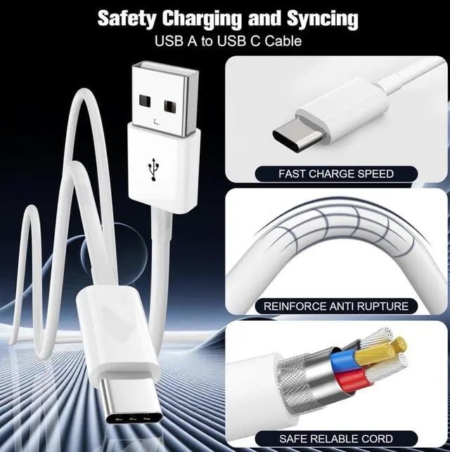Alt view image 2 of 2 - USB Type-C to USB-A Fast Charging Cable, 480MB/s Data Transfer Speed, White