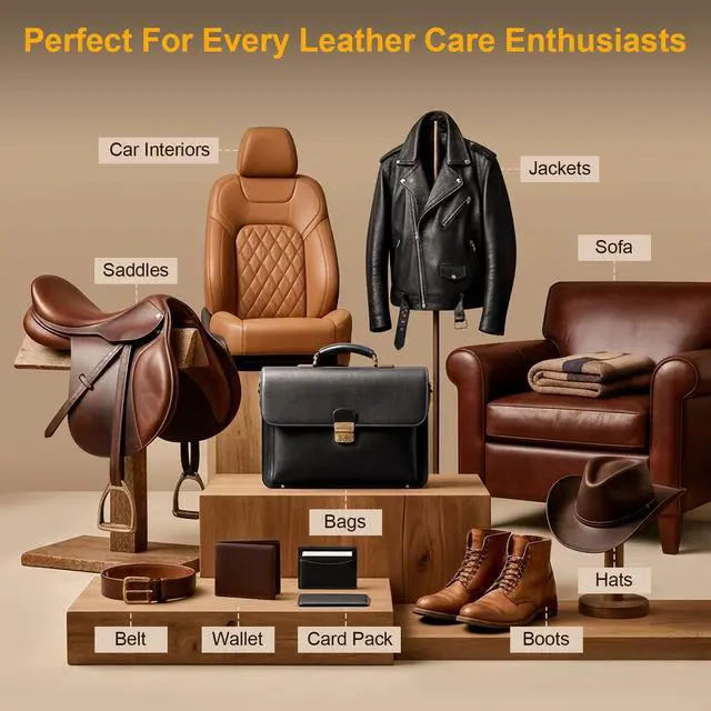 Alt view image 6 of 7 - 4 in 1 Mink Oil Kit, 3.52 oz Leather Conditioner and Cleaner for Shoes Boot | Restore for Jackets Saddles Bags, Premium Waterproof Formula Leather Care, Horsehair Brush, Sponge & Microfiber Cloth