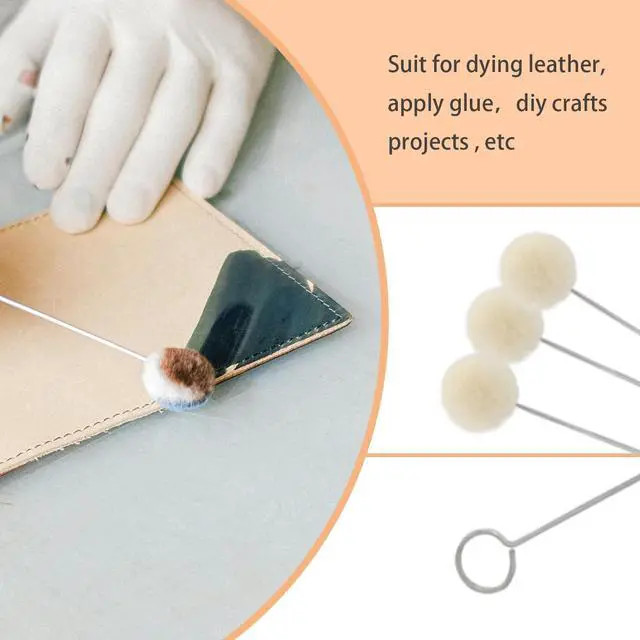 Alt view image 2 of 7 - 10 Pieces Wool Daubers Ball Brush Leather Dye Tool with Metal Handle | Wool Balls Dauber Dyeing Applicator, Leather Dye Applicator for DIY Crafts Projects