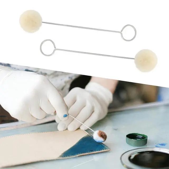Alt view image 4 of 7 - 10 Pieces Wool Daubers Ball Brush Leather Dye Tool with Metal Handle | Wool Balls Dauber Dyeing Applicator, Leather Dye Applicator for DIY Crafts Projects