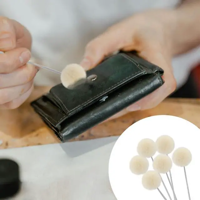 Alt view image 7 of 7 - 10 Pieces Wool Daubers Ball Brush Leather Dye Tool with Metal Handle | Wool Balls Dauber Dyeing Applicator, Leather Dye Applicator for DIY Crafts Projects