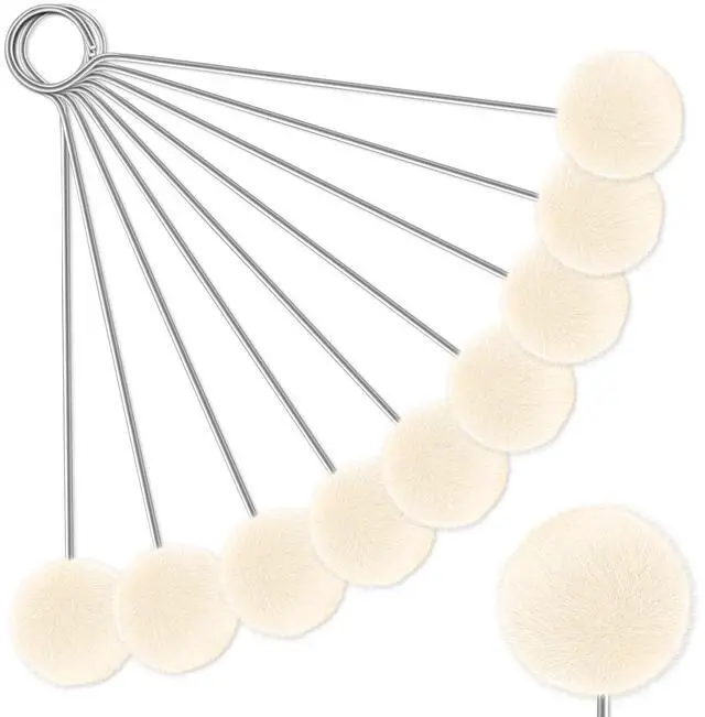 Main image of 10 Pack Wool Daubers Ball Brush with Metal Handle Leather Dye Applicator Tool for Leather Crafting, Gluing, Staining, Shoe Polish & DIY Projects