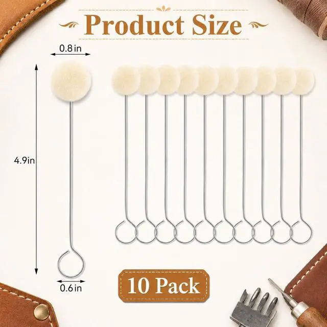 Alt view image 3 of 7 - 10 Pack Wool Daubers Ball Brush with Metal Handle Leather Dye Applicator Tool for Leather Crafting, Gluing, Staining, Shoe Polish & DIY Projects