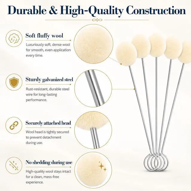 Alt view image 6 of 7 - 10 Pack Wool Daubers Ball Brush with Metal Handle Leather Dye Applicator Tool for Leather Crafting, Gluing, Staining, Shoe Polish & DIY Projects