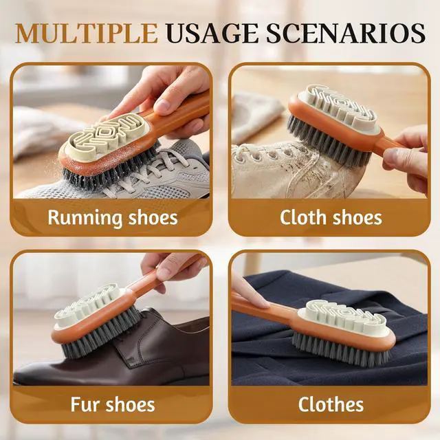 Alt view image 7 of 7 - Suede Brush, Rubber Shoe Brush, Orange and Gold Shoe Cleaning Brush Suitable for Professional Leather Care and Footwear Enthusiasts