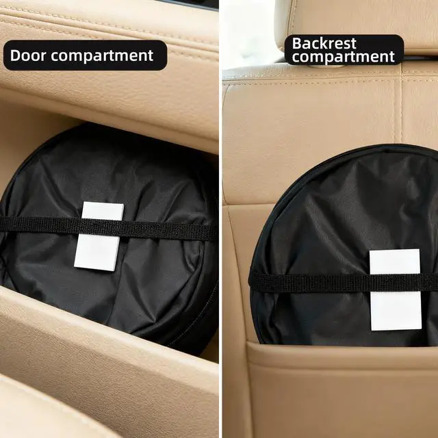 Alt view image 2 of 4 - Car Trash Can for Back Seat 1-Second Pop Up Foldable Leakproof 1 Gallon Car Garbage Bin with Hook and Loop Strap Waterproof Liner Car Garbage Bag Fits Cars, Home, Office