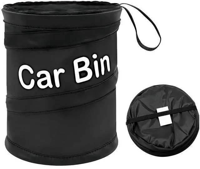 Main image of Car Trash Can for Back Seat 1-Second Pop Up Foldable Leakproof 1 Gallon Car Garbage Bin with Hook and Loop Strap Waterproof Liner Car Garbage Bag Fits Cars, Home, Office