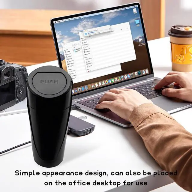 Alt view image 6 of 6 - Car Trash Can Bin with Lid, Leakproof Auto Cup Holder Garbage Bin Multipurpose Storage Organizer, Mini Portable Dustbin Side Door Garbage Can for Vehicle Home Office (Black)