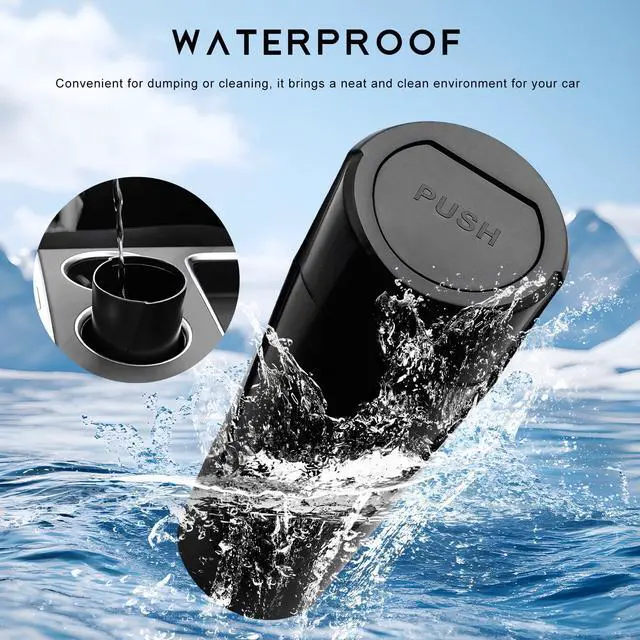Alt view image 5 of 6 - Car Trash Can Bin with Lid, Leakproof Auto Cup Holder Garbage Bin Multipurpose Storage Organizer, Mini Portable Dustbin Side Door Garbage Can for Vehicle Home Office (Black)