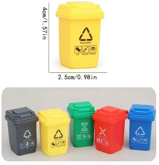 Alt view image 2 of 7 - 10Pcs Creative Trash Can Miniature Mini Trash Bin Sorting Bucket Scene Ornament
