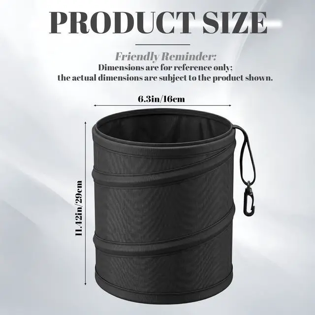 Alt view image 2 of 7 - Foldable Car Trash Can,Portable Pop Up Trash Can with Elastic Band and Hanging Loop Waterproof CarGarbage Cans for Truck Auto SUV Vehicle RV Camping
