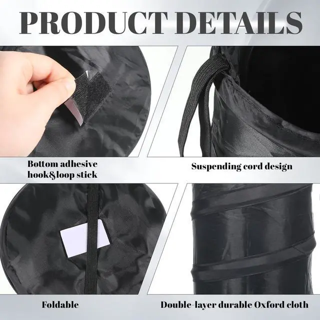 Alt view image 3 of 7 - Foldable Car Trash Can,Portable Pop Up Trash Can with Elastic Band and Hanging Loop Waterproof CarGarbage Cans for Truck Auto SUV Vehicle RV Camping
