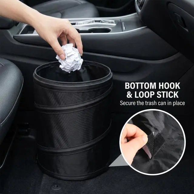 Alt view image 4 of 7 - Foldable Car Trash Can,Portable Pop Up Trash Can with Elastic Band and Hanging Loop Waterproof CarGarbage Cans for Truck Auto SUV Vehicle RV Camping