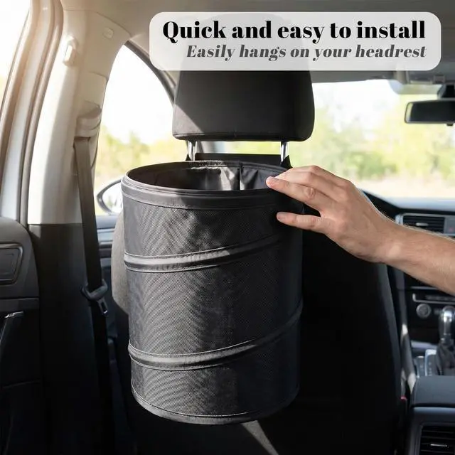 Alt view image 6 of 7 - Foldable Car Trash Can,Portable Pop Up Trash Can with Elastic Band and Hanging Loop Waterproof CarGarbage Cans for Truck Auto SUV Vehicle RV Camping