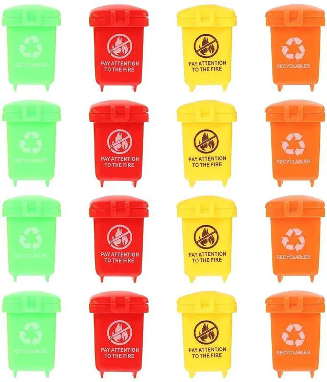 Main image of 4 Color Set Mini Trash Can | Realistic Mini Garbage Cans, Role-Playing & Learning