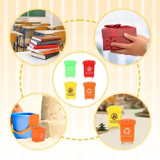 Alt view image 3 of 6 - 4 Color Set Mini Trash Can | Realistic Mini Garbage Cans, Role-Playing & Learning