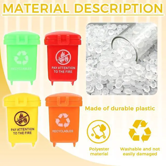 Alt view image 4 of 6 - 4 Color Set Mini Trash Can | Realistic Mini Garbage Cans, Role-Playing & Learning