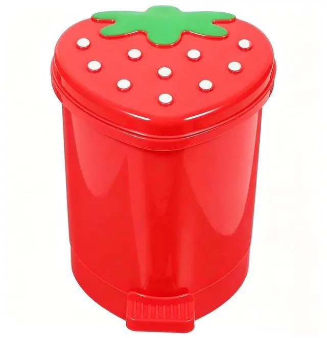 Main image of Strawberry Trash Can with Lid 0.3 Gal Mini Cute Trash Can for Desk | Mini Red Strawberry Trashcan Cute Girls Room Trash Can, Tiny Strawberry Shaped Kawaii Trash Can for Bedroom Desk Office