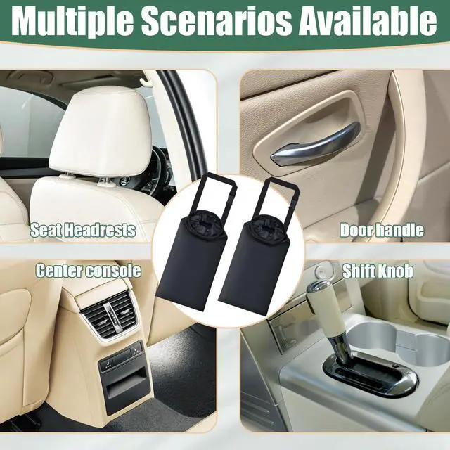 Alt view image 7 of 7 - 2 PCS Car Trash Bags, Car Accessories Washable Garbage Bag Hanging | Detachable Trash Can with Top Elastic Vent & Sticky Strap Bottom Opening, Seat Back Tash Bag for Cars,Travelling,Outdoor