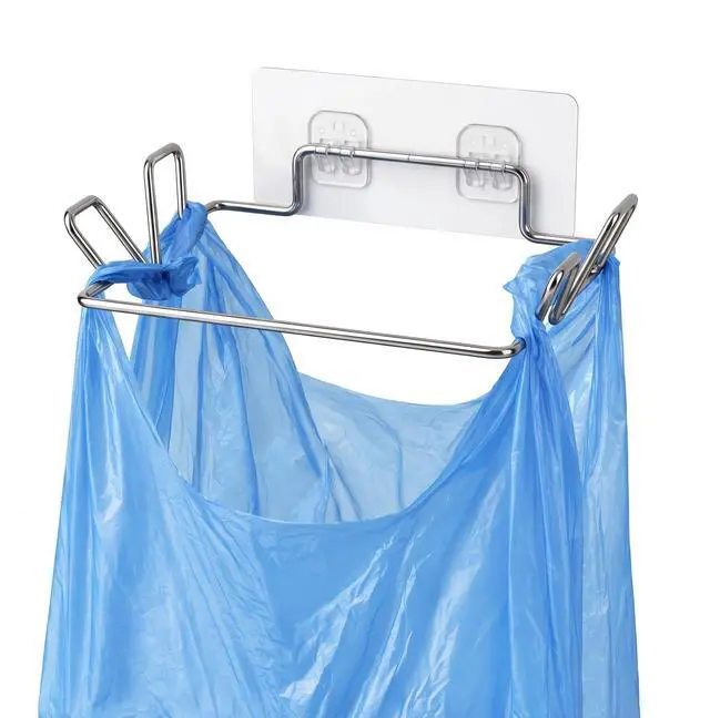Main image of Hanging Trash Can Under Sink Bag Hanger | Stainless Steel Portable Garbage Bins with Wall Sticker Base Kitchen Waste Bins, for Cupboards Kitchen Cabinet Door