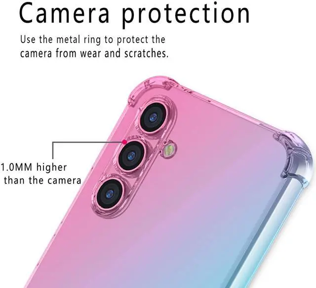 Alt view image 3 of 6 - for Samsung Galaxy A17 5G Case: Women Girls with Screen Protector Reinforced Corners TPU Shock-Absorption Flexible Gradient Color Cover Anti-Yellowing(Pink Teal)