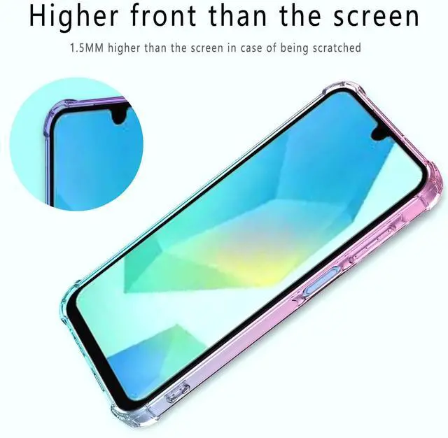 Alt view image 5 of 6 - for Samsung Galaxy A17 5G Case: Women Girls with Screen Protector Reinforced Corners TPU Shock-Absorption Flexible Gradient Color Cover Anti-Yellowing(Pink Teal)