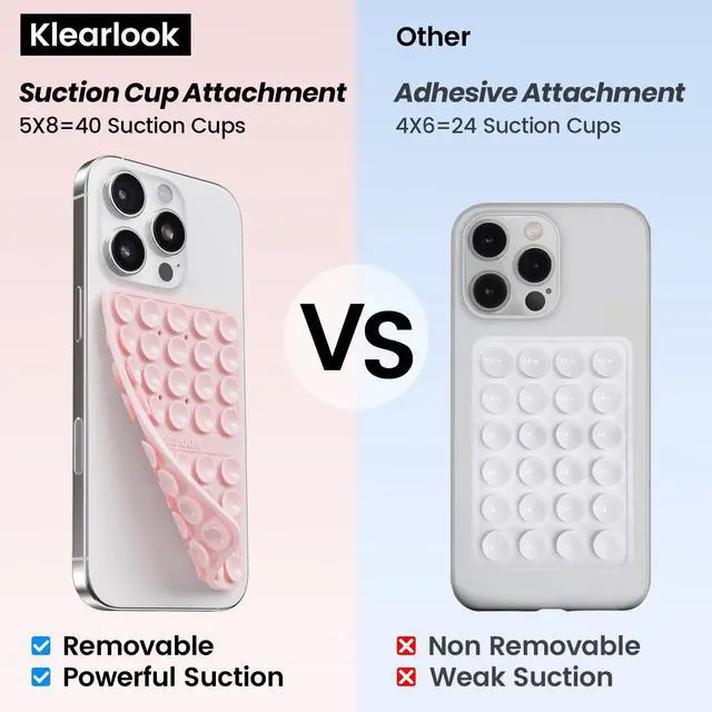 Alt view image 2 of 6 - Sided Suction Cup Phone Case Mount, Light Pink | Sticky Phone Grip with Higher Suction Power for iPhone, Hands-Free Phone Accessories Holder for Selfies and Videos