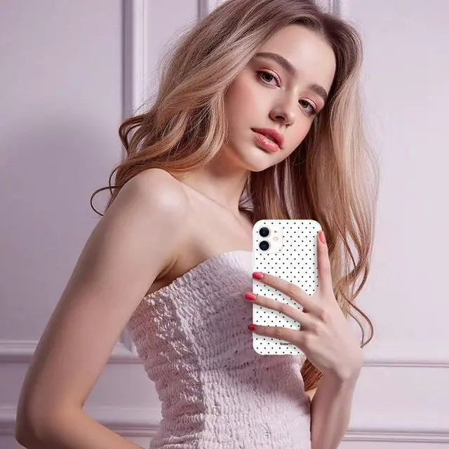 Alt view image 6 of 6 - Cute Polka Dot Phone Case Compatible with iPhone 11, Girly Aesthetic Design Soft TPU Shockproof Cases Cover for Girls Women, White