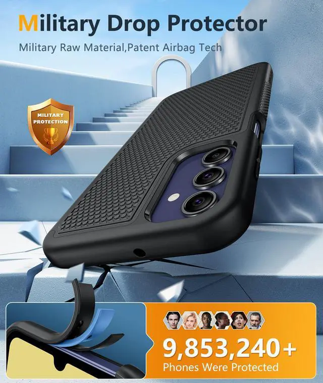 Alt view image 4 of 7 - for Galaxy A15-5G Phone Case: Dual Layer Samsung A15 5G Cover Black | Non Slip Matte Textured Protective Cases With Screen Protector, Military Grade Shockproof Drop Protection, Daily Use, Black