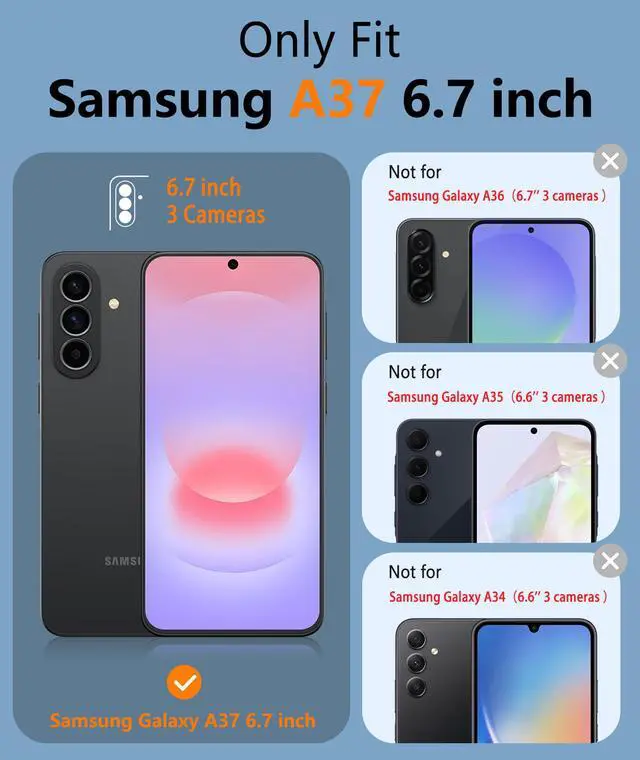 Alt view image 2 of 7 - for Galaxy A37-5G Phone Case: Dual Layer Samsung A37 5G Cover Black | Non Slip Matte Textured Protective Cases With Screen Protector, Military Grade Shockproof Drop Protection, Daily Use, Black