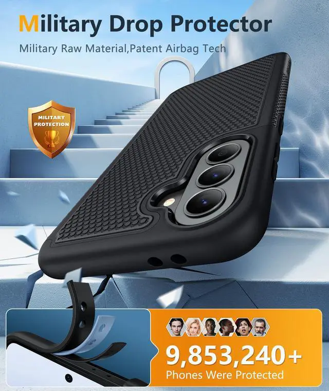 Alt view image 4 of 7 - for Galaxy A37-5G Phone Case: Dual Layer Samsung A37 5G Cover Black | Non Slip Matte Textured Protective Cases With Screen Protector, Military Grade Shockproof Drop Protection, Daily Use, Black
