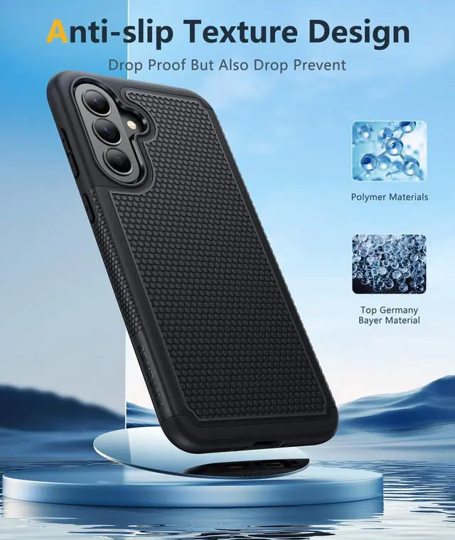 Alt view image 5 of 7 - for Galaxy A37-5G Phone Case: Dual Layer Samsung A37 5G Cover Black | Non Slip Matte Textured Protective Cases With Screen Protector, Military Grade Shockproof Drop Protection, Daily Use, Black