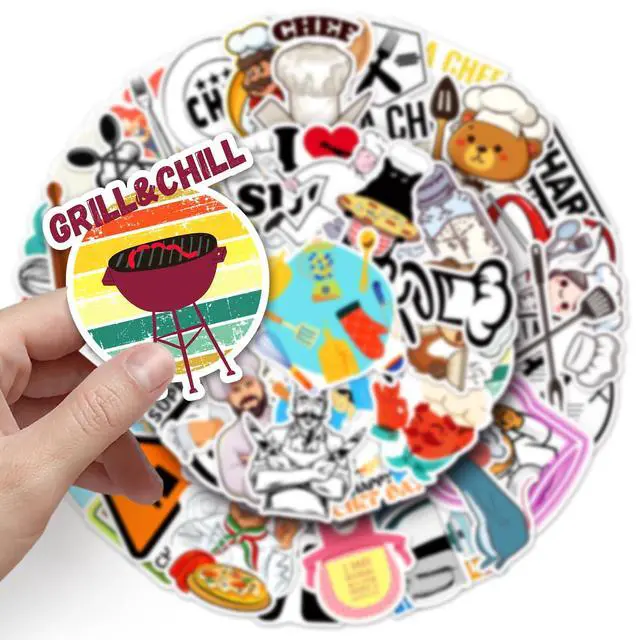 Alt view image 4 of 7 - 50Pcs Chef Stickers, Waterproof Vinyl Creative Kitchen Decor Decals for Laptop, Water Bottle, Notebook, Refrigerator - Stickers for Kids, Adults & Cooking Enthusiasts (Chef)