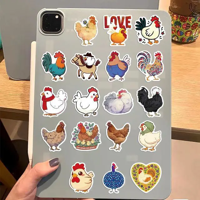 Alt view image 6 of 7 - 50Pcs Cute Chicken Stickers, Funny Farm Animal Waterproof Vinyl Stickers, Aesthetic Chicken Decals for Water Bottles Laptop Skateboard Journal, Cup, Farm Party Favors for Kids Teens