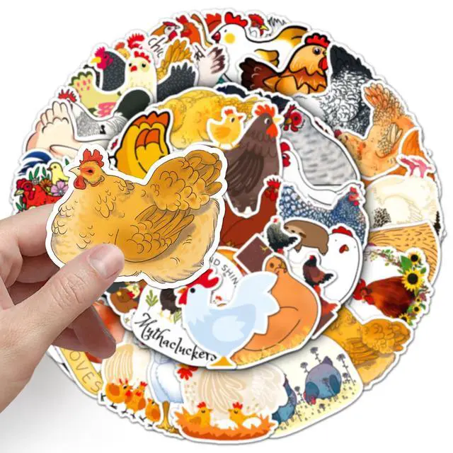 Alt view image 3 of 7 - 50Pcs Cute Chicken Stickers, Farm Animal Decals Waterproof Vinyl Cartoon Hen Rooster Stickers for Water Bottles Laptop Luggage Skateboard Scrapbook, Child Teens Adults Chicken Lovers Gift