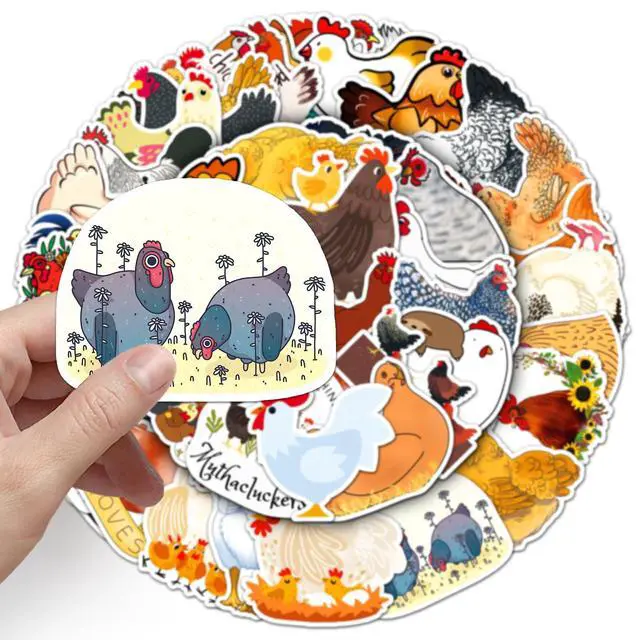 Alt view image 2 of 7 - 50Pcs Cute Chicken Stickers, Farm Animal Decals Waterproof Vinyl Cartoon Hen Rooster Stickers for Water Bottles Laptop Luggage Skateboard Scrapbook, Child Teens Adults Chicken Lovers Gift