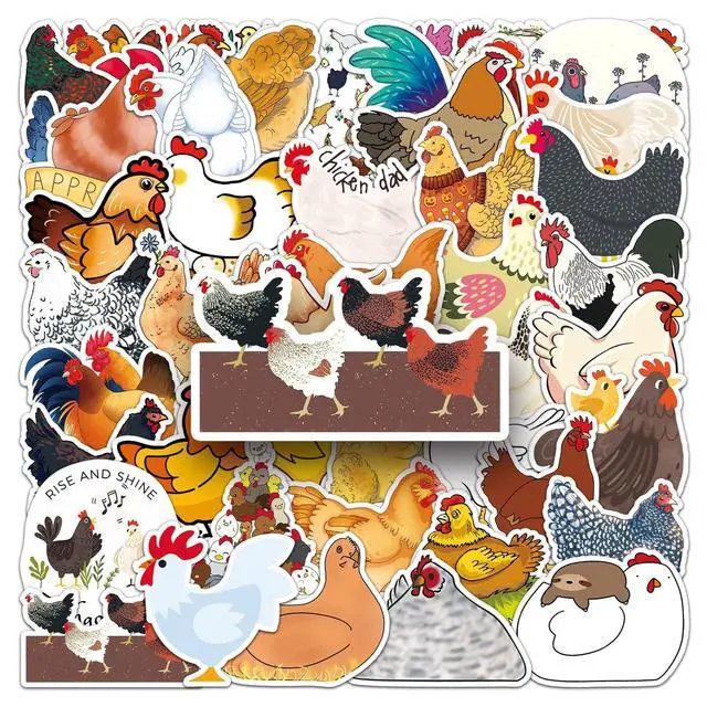 Alt view image 7 of 7 - 50Pcs Cute Chicken Stickers, Farm Animal Decals Waterproof Vinyl Cartoon Hen Rooster Stickers for Water Bottles Laptop Luggage Skateboard Scrapbook, Child Teens Adults Chicken Lovers Gift