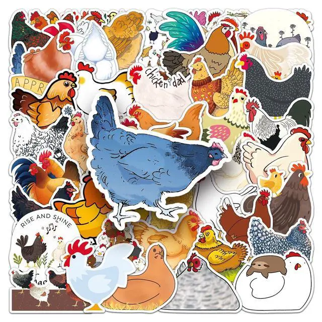 Alt view image 5 of 7 - 50Pcs Cute Chicken Stickers, Farm Animal Decals Waterproof Vinyl Cartoon Hen Rooster Stickers for Water Bottles Laptop Luggage Skateboard Scrapbook, Child Teens Adults Chicken Lovers Gift