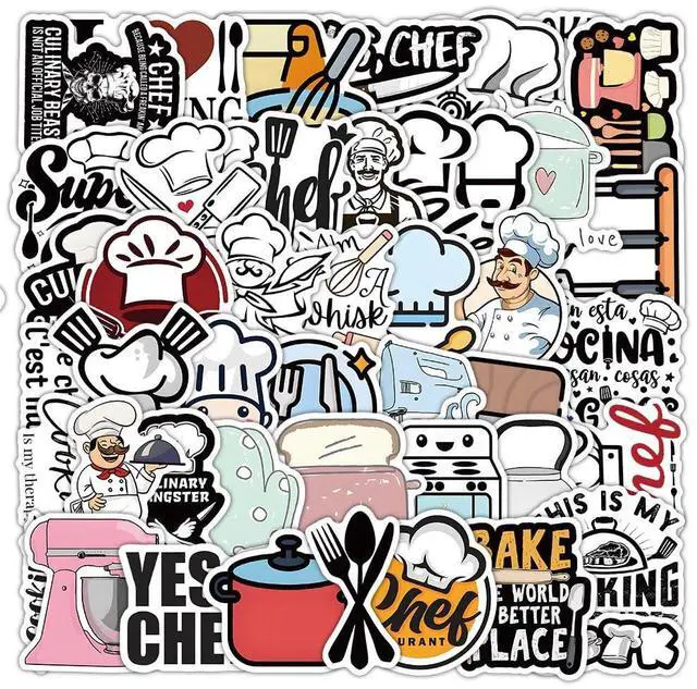 Main image of 54 Pcs Kitchen Baking Stickers, Cute Cupcake Cookies Cake Themed Stickers for Laptop Water Bottle Scrapbook, Waterproof Vinyl Stickers for Baking Lovers Kids Adults DIY Decoration (Baking-54)