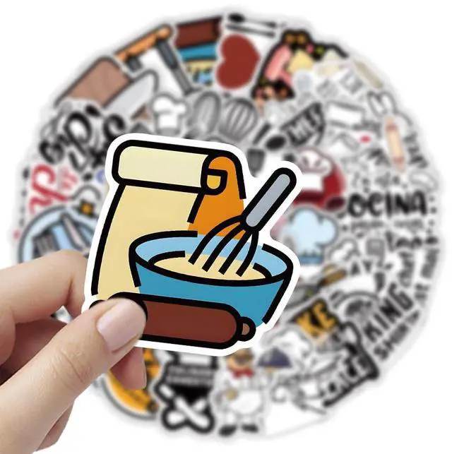 Alt view image 4 of 7 - 54 Pcs Kitchen Baking Stickers, Cute Cupcake Cookies Cake Themed Stickers for Laptop Water Bottle Scrapbook, Waterproof Vinyl Stickers for Baking Lovers Kids Adults DIY Decoration (Baking-54)