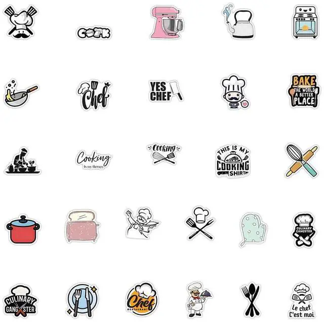 Alt view image 6 of 7 - 54 Pcs Kitchen Baking Stickers, Cute Cupcake Cookies Cake Themed Stickers for Laptop Water Bottle Scrapbook, Waterproof Vinyl Stickers for Baking Lovers Kids Adults DIY Decoration (Baking-54)