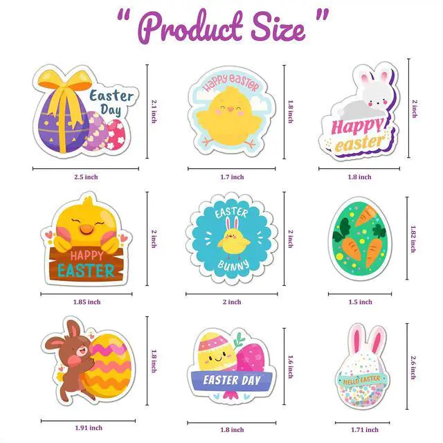Alt view image 3 of 7 - Easter Stickers for Kids, Waterproof Vinyl Bunny Egg Sticker for Water Bottles, Scrapbook, Easters Classroom Gifts, Easter Egg Fillers for Kids, Basket Stuffers for Boys Girls Teens