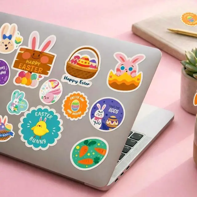 Alt view image 5 of 7 - Easter Stickers for Kids, Waterproof Vinyl Bunny Egg Sticker for Water Bottles, Scrapbook, Easters Classroom Gifts, Easter Egg Fillers for Kids, Basket Stuffers for Boys Girls Teens