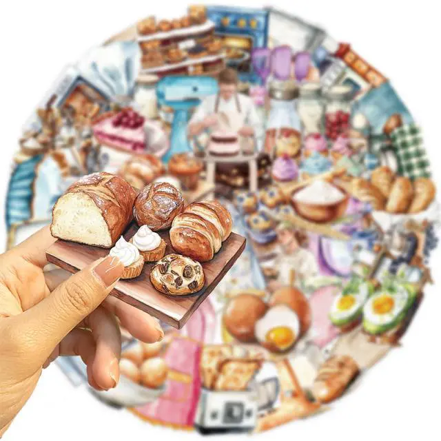 Alt view image 2 of 7 - Cute Baking Stickers for Adults,Teens,Kids, 50PCS Realistic Bakery PET Transparent Waterproof Stickers Pack for Water Bottles,Laptop,Scrapbook, Funny Bakery Themed Party Decorations