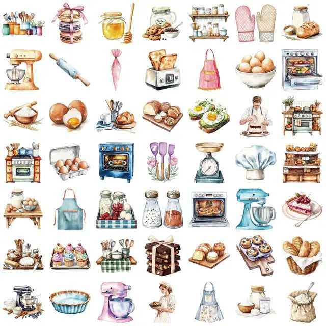 Alt view image 6 of 7 - Cute Baking Stickers for Adults,Teens,Kids, 50PCS Realistic Bakery PET Transparent Waterproof Stickers Pack for Water Bottles,Laptop,Scrapbook, Funny Bakery Themed Party Decorations