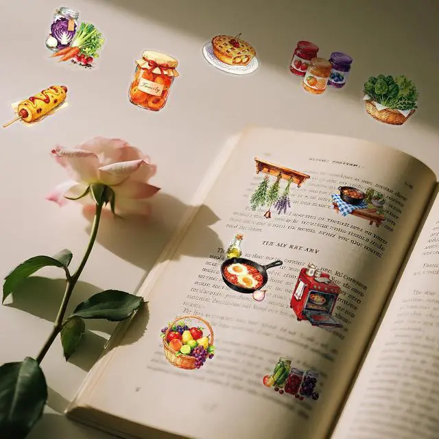 Alt view image 6 of 7 - 50Pcs Transparent Kitchen Food Stickers Pack Waterproof PET Watercolor Cooking Baking Decals for Water Bottle Laptop Phone Case Scrapbook Journal Cup DIY Decor for Food Lovers Home Cooks