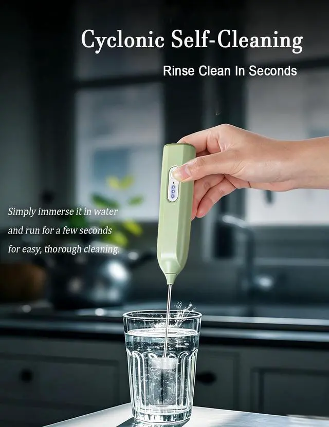 Alt view image 4 of 7 - Electric Matcha Whisk - Milk Frother Handheld for Creamy Lattes | Cordless Rechargeable Frother, Ergonomic Handle, 3 Adjustable Speeds, Portable & Easy to Clean