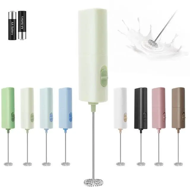 Main image of Handheld Milk Frother for Coffee, Battery-Operated Electric Whisk Drink Mixer for Latte, Matcha, Cappuccino & Protein Powder, Light Green(2 AA Batteries Not Included)