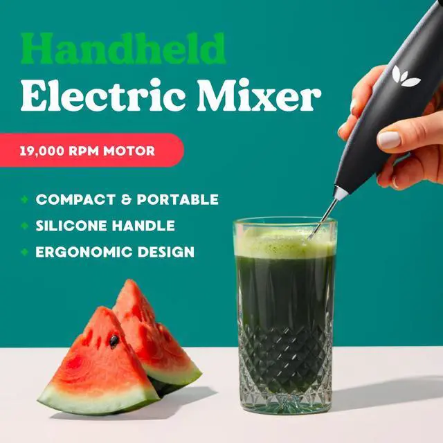 Alt view image 2 of 5 - Blossom Milk Frother, Electric Handheld Mixer, Battery Operated | Drink Stirrer, Frothing Wand for Greens, Coffee, Matcha, Protein, Stainless Steel